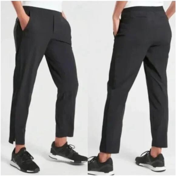 Athleta Pants Women 4 Black Brooklyn Ankle Pull On Travel Casual Stretch Minimal - Picture 1 of 12